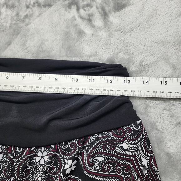 Apt 9 Pants Womens L Black White Floral Pull On Ruched Waist Wide Crop Palazzo - Picture 6 of 10